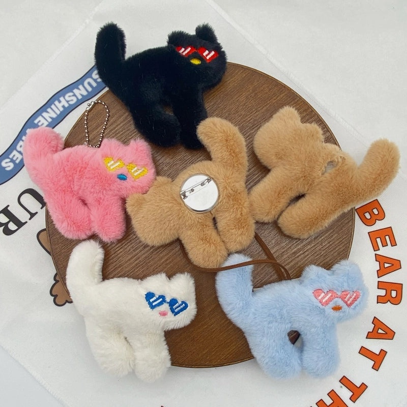 Love Sunglasses Cat Doll Brooch Cute Girl Backpack Pendant DIY Clothes Shoes Socks Hat Accessories|饰品配件