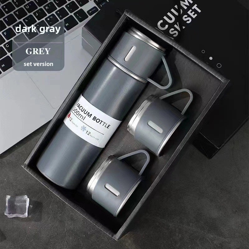 Stainless Steel Thermos Set with Three Lids 500ml for Men Business Tea Gifts with Logo Printing|Drinkware & Tumblers