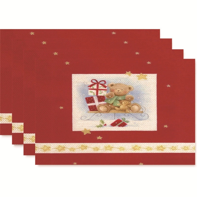 Nordic Christmas Tree Bow Knot Snowflake Linen Cotton Placemat|Home Decor & Tableware