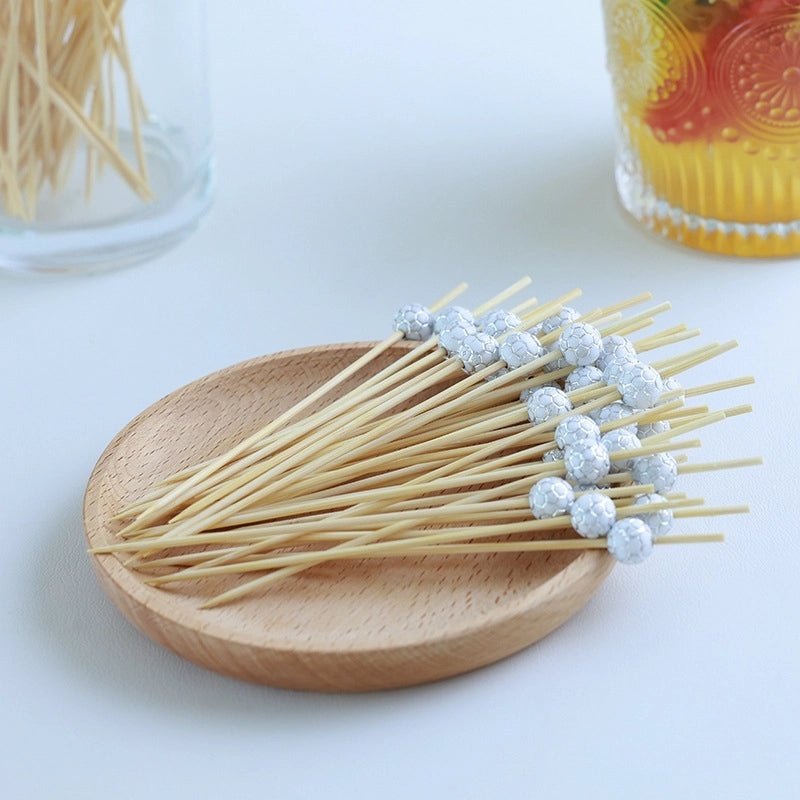 100 Disposable Colorful Sports-Themed Bamboo Dessert Sticks for Cake Tennis Baseball Football | Party Supplies