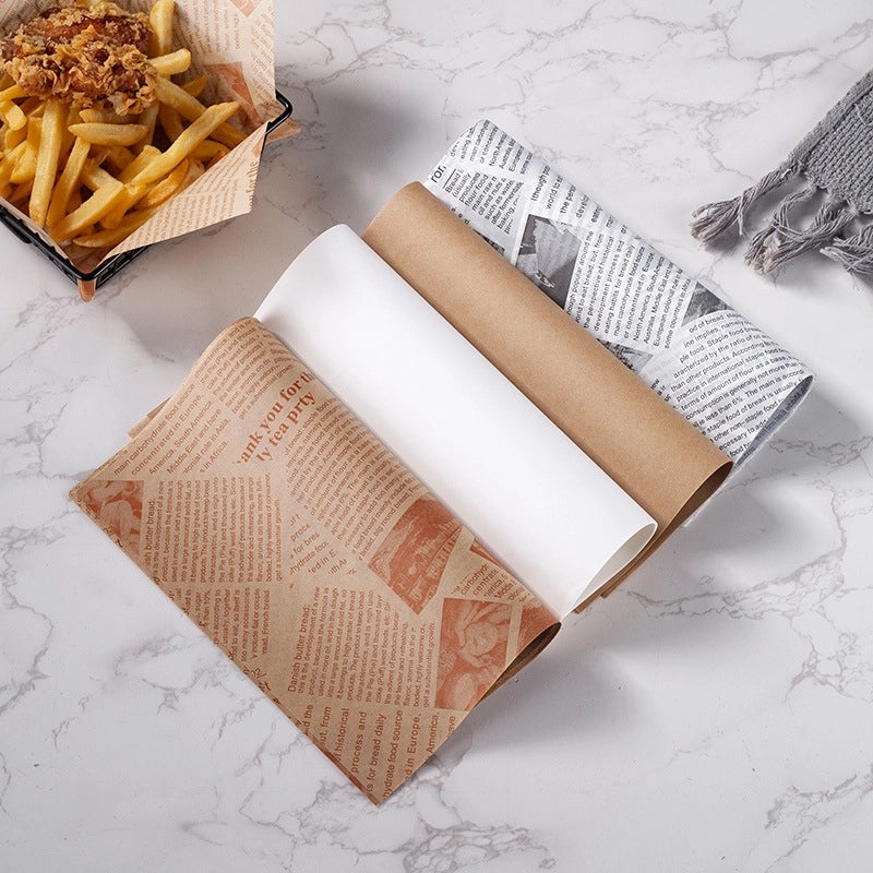 American-style Oil-proof Paper for Fried Chicken Fries Hamburgers, Oil-absorbing Baking and Sandwich Wrapping Paper | Food Packaging Supplies
