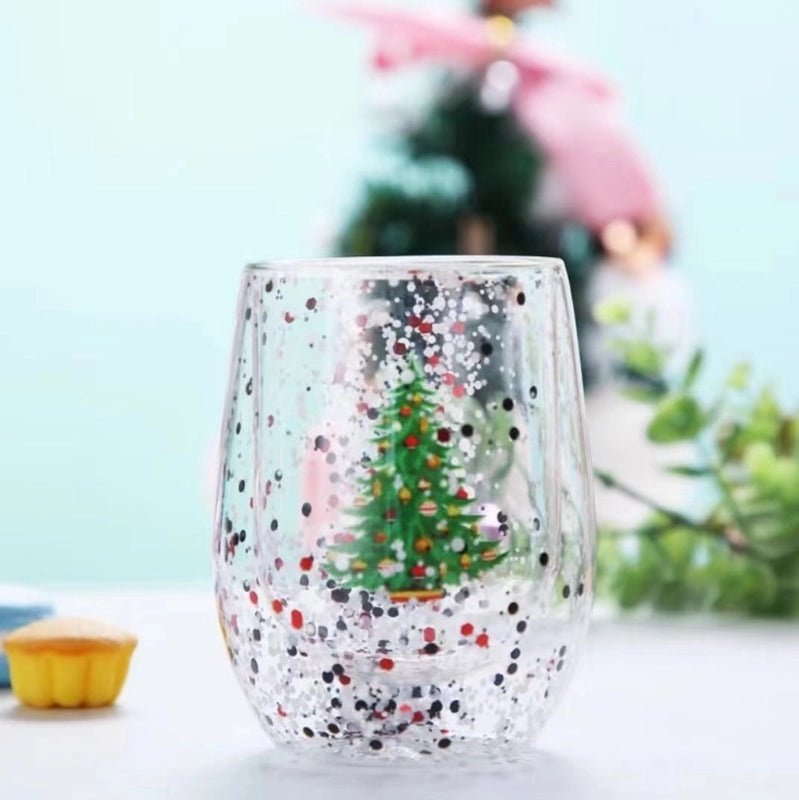 Christmas Cartoon Borosilicate Glass Water Bottle Casual Vacation Style | Drinkware & Water Bottles