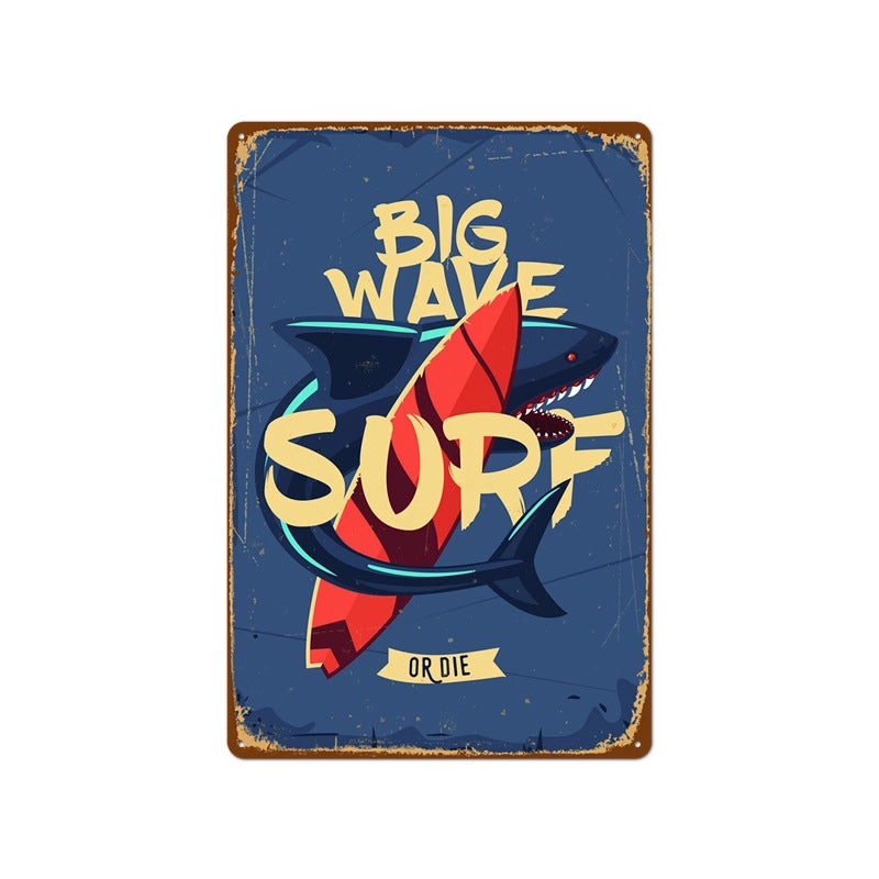 Beach Vintage Tin Sign Coffee Shop Wall Art Home Decor Frameless Hanging Painting|Home Decor