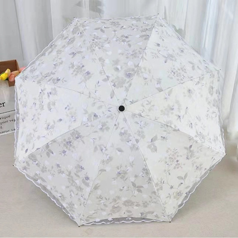 Goddess Princess Double Layer Lace Foldable Umbrella for Women | Sun & Rain Protection | Black Sunshade Umbrellas | Women's Accessories