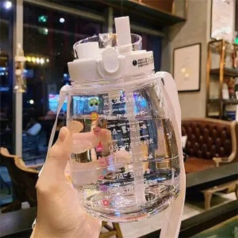 Large Capacity Big Belly Water Bottle High Temperature Resistant Trendy Sports Straw Cup for Girls Summer | Drinkware & Sports Bottles