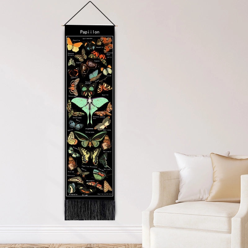 Nordic Butterfly Landscape Tapestry Wall Hanging Cotton Linen Blend Decorative Art|Home Decor Wall Art