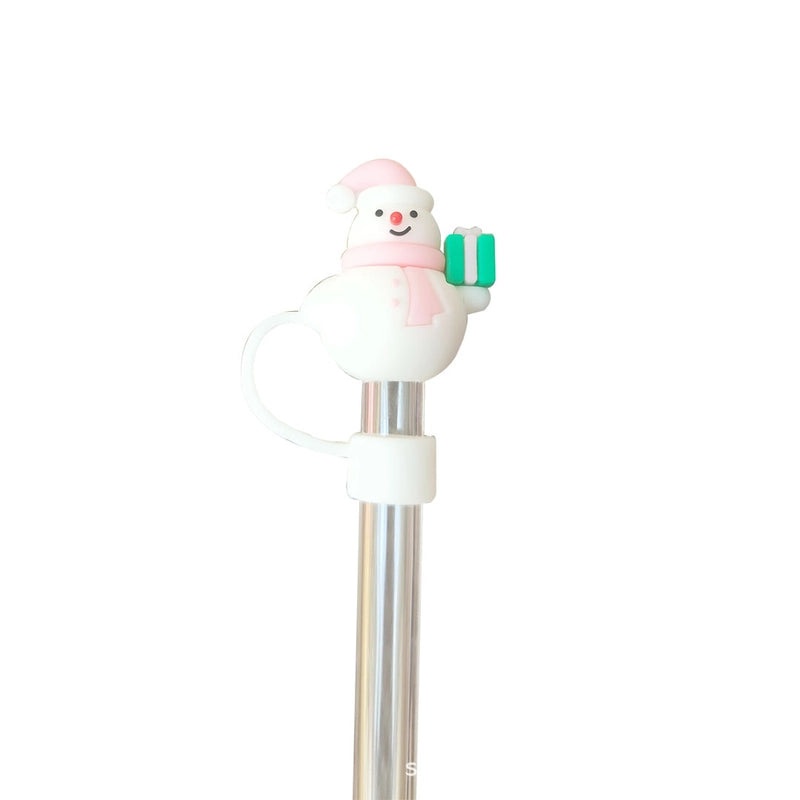 Christmas Holiday Silicone Straw Cap with Christmas Tree Santa Claus Snowman Design | Drink Accessories