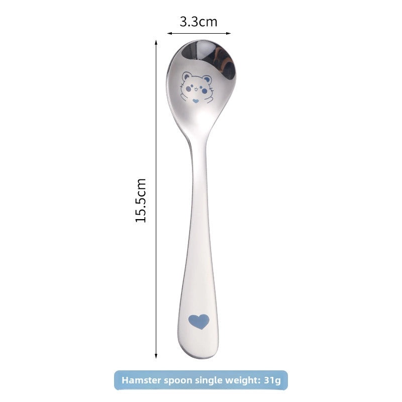 304 Stainless Steel Cartoon Baby Spoon Cute Feeding Spoon for Children Learning to Eat | Baby Feeding Accessories
