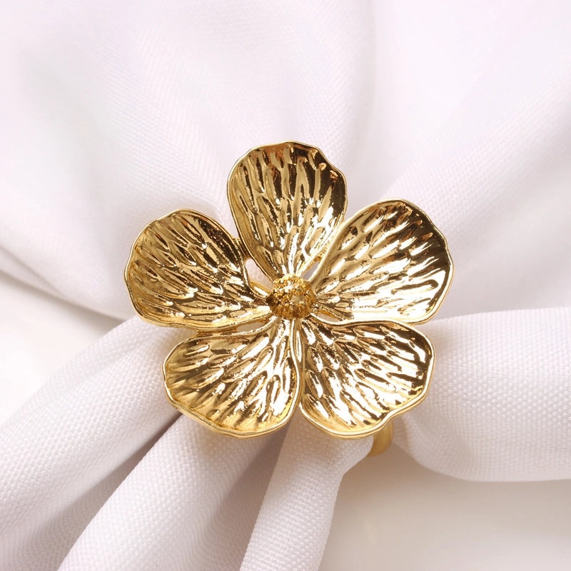 Vintage Floral Alloy Napkin Rings Set of 6 | Home Decor & Tableware Accessories