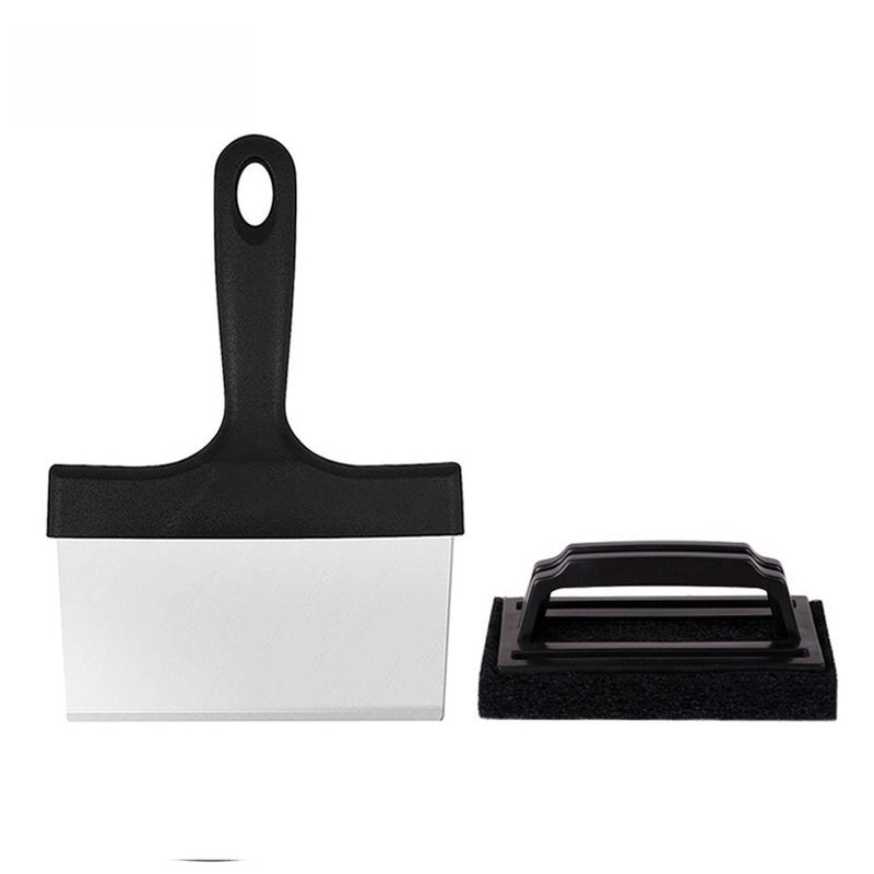 Stainless Steel BBQ Grill Cleaning Brush Set with Nylon Scouring Pad and Teppanyaki Net | BBQ Accessories