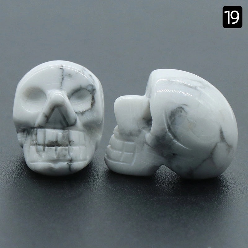 Halloween Vintage Skull Natural Crystal Agate Ornament | Home Decor & Seasonal Accessories