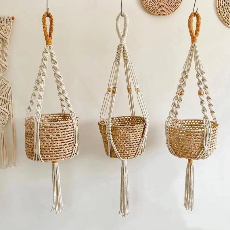 Handmade Nordic Cotton Rope Hanging Basket Net for Flower Pots Wall Decor|Home Decor