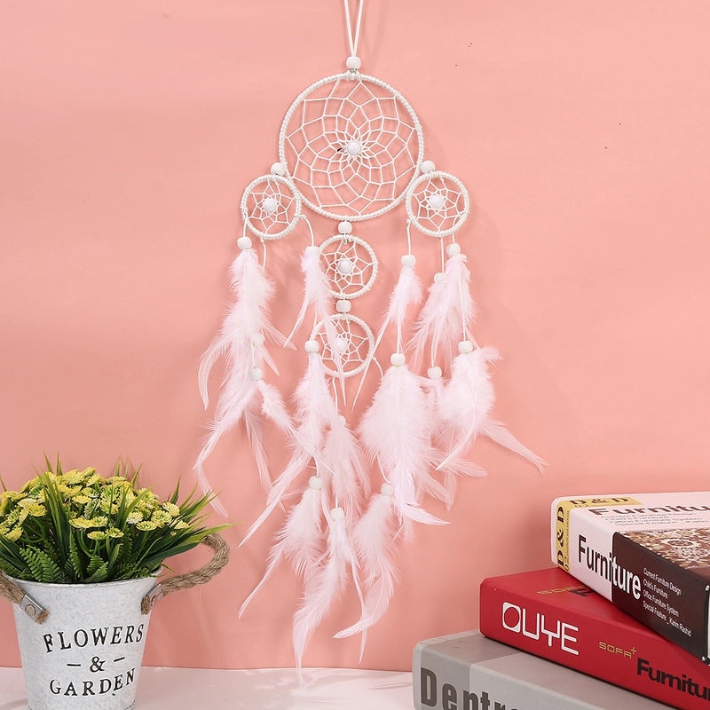 Boho Chic Dreamcatcher with Wooden Beads and Feathers | Home Decor