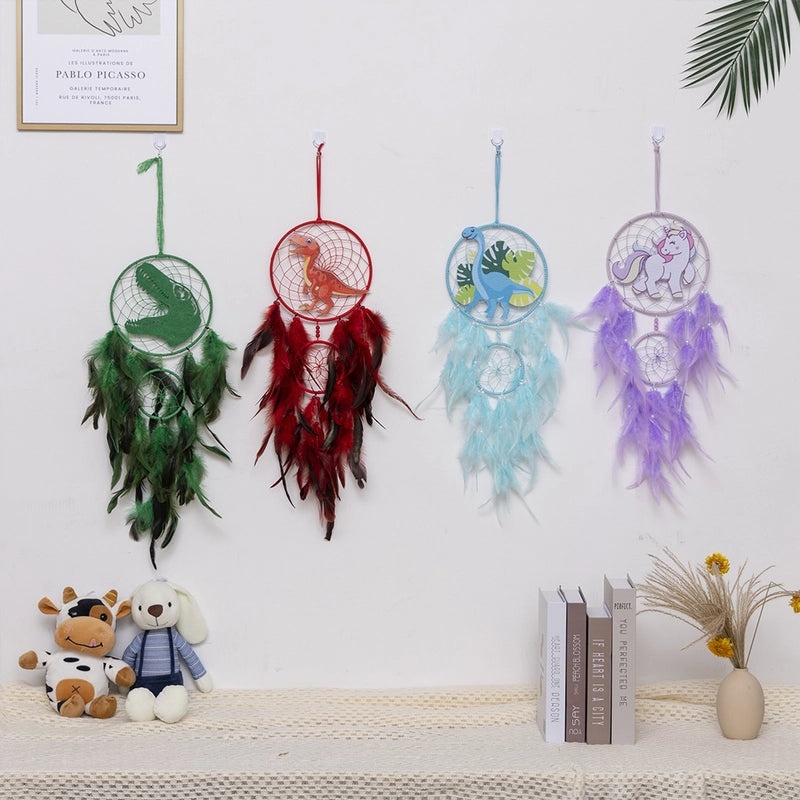 Nordic Green Dinosaur Head Dreamcatcher Pendant Kids Room Decor Photography Prop Home Ornament|Home Decor