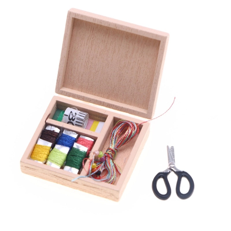 Mini Vintage Dollhouse Sewing Box BJD Cloth Miniature Home Scene Props Accessories|Miniature & Dollhouse Accessories