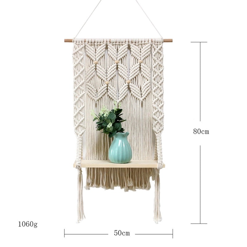 Handwoven Pure Cotton Rope Tapestry Storage Rack | Home Storage & Wall Decorations