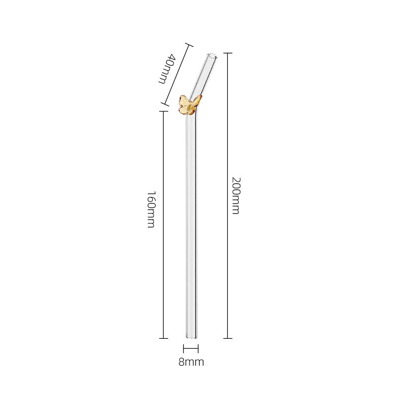 Glass Flower Butterfly Straw, 1 Piece|Drinkware & Straws