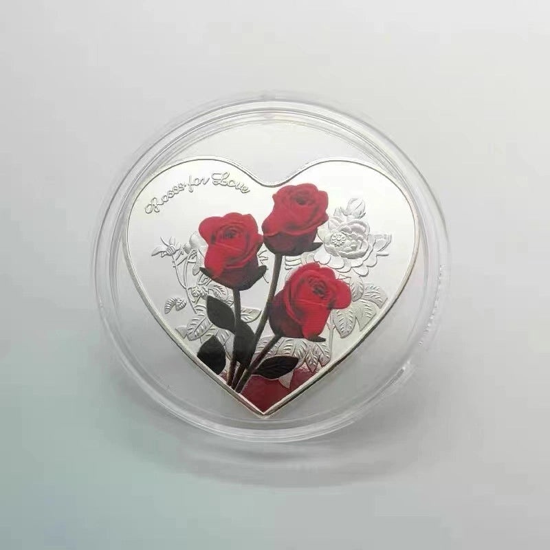 Love Rose Commemorative Coin Badge for Valentine's & Chinese Valentine's Day | Jewelry & Accessories