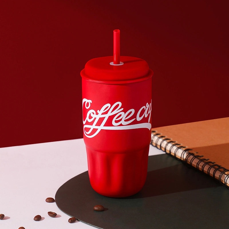 Casual Stainless Steel 316 Thermos Cup with Letter Design, Durable & Stylish | Drinkware & Thermos Mugs