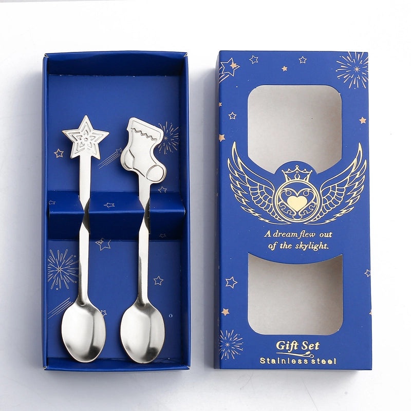 Christmas Holiday Socks Snowman Gingerbread Cookies 410 Stainless Steel Spoon 1 Piece Set|Home & Kitchen