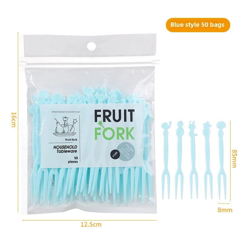 Disposable Two-Tooth Plastic Fruit and Dessert Forks Set for Household Snacks|Kitchen & Dining Accessories