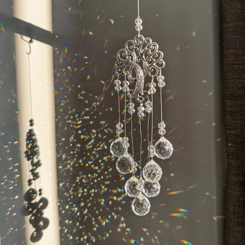 2 Pieces Pastoral Life Tree Glass Crystal Alloy Pendants Decorative Artificial Charms|Home Decor Accessories