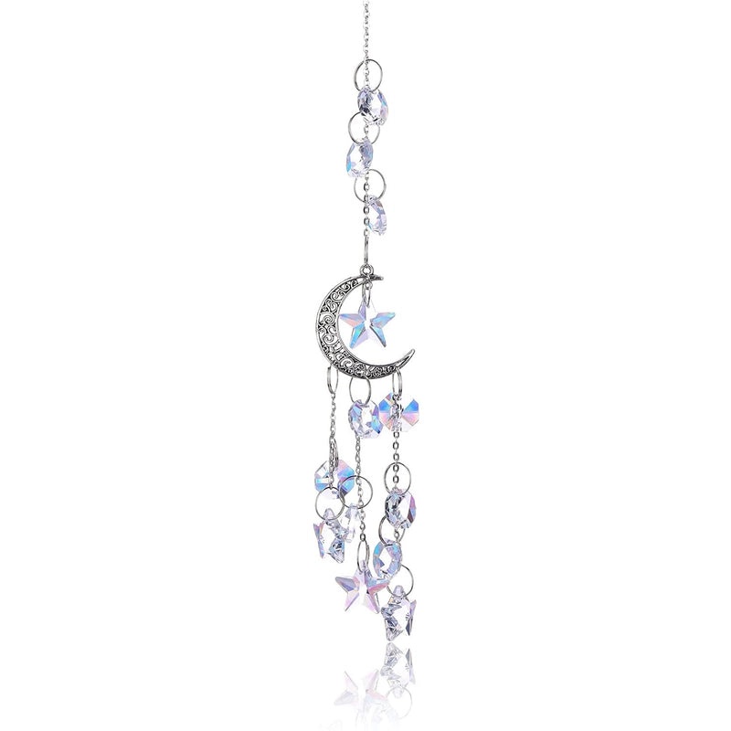 Moon and Star Crystal Prism Window Hanging Decor | Home Decor Accessories