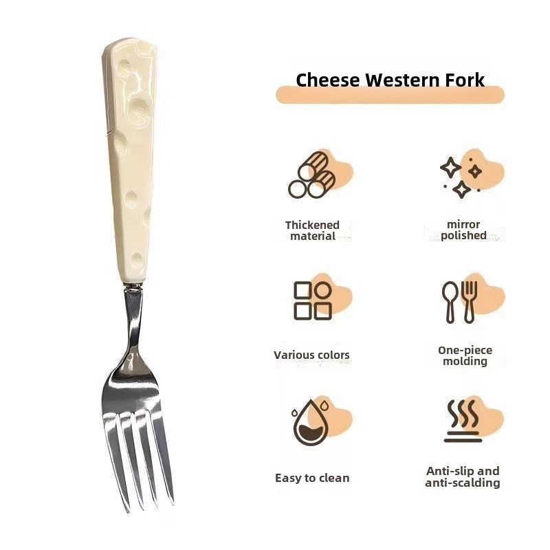 Light Luxury Stainless Steel Cutlery Set Portable Fork Spoon Cheese Dessert Tableware|Kitchen & Dining
