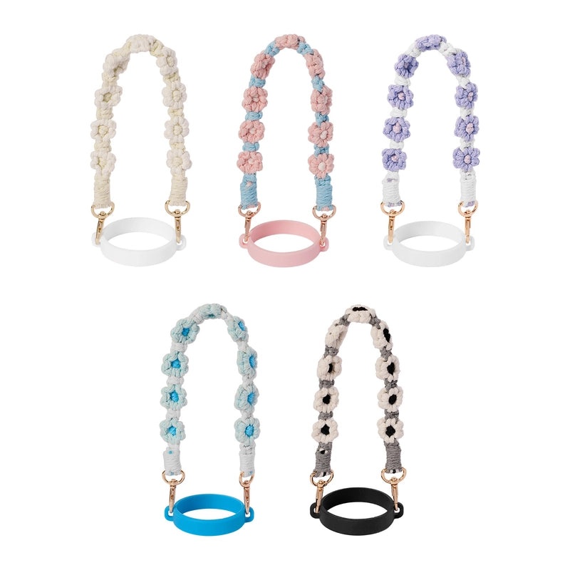 Floral Cotton Rope Silicone Cup Sleeves for Casual Use|Drinkware Accessories