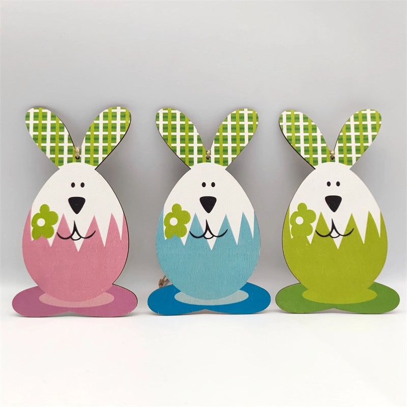 Elegant Easter Wooden Rabbit Hanging Ornament for Home Party Decorations | Home Decor