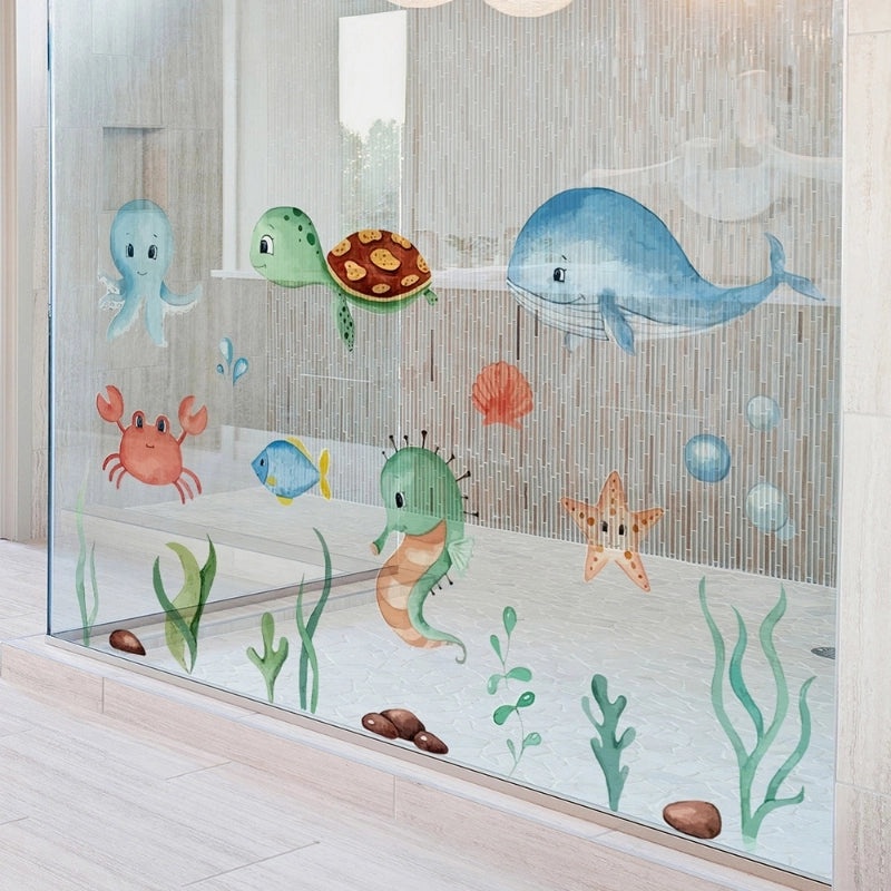 Tortoise Starfish and Seahorse PVC Wall Decals for Casual Beach Decor|Home Decor Wall Stickers