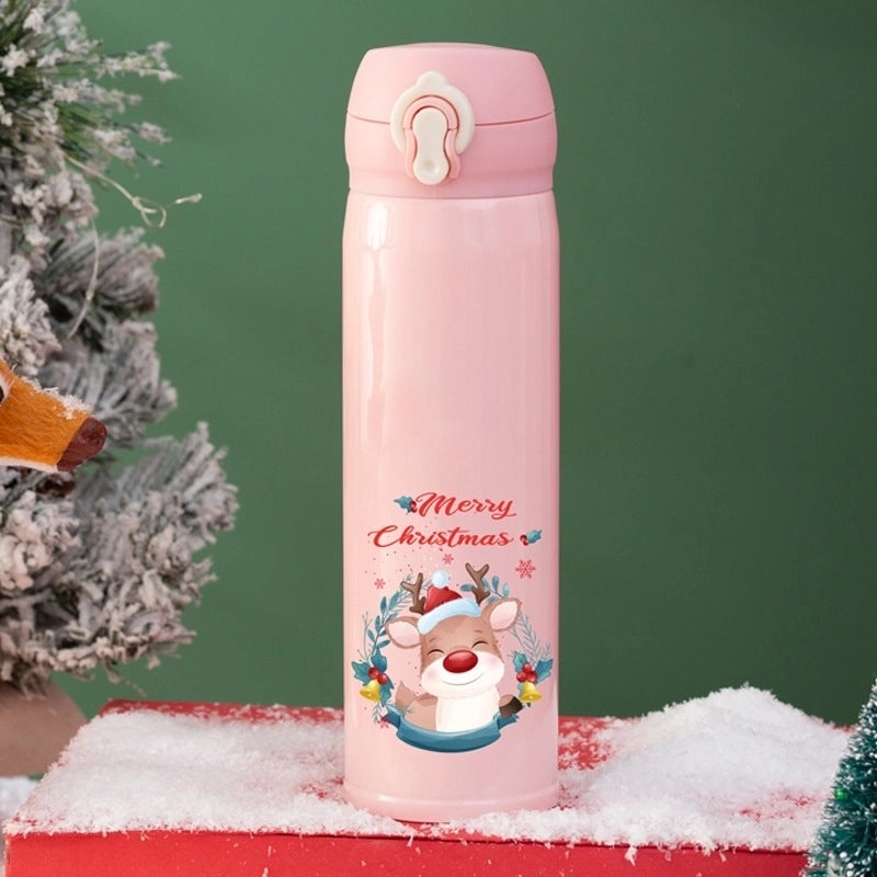 Christmas Stainless Steel Thermos Cup with Cute Santa Claus Design | Holiday Drinkware