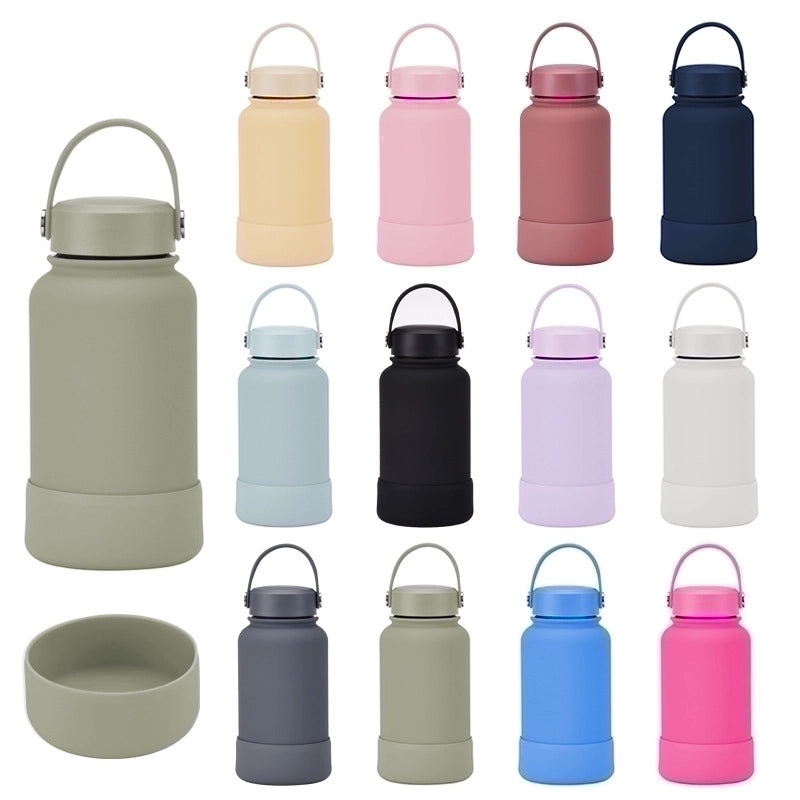 Stylish Solid Color Stainless Steel Water Bottle with Silicone Sleeve 1 Piece|Drinkware & Bottles