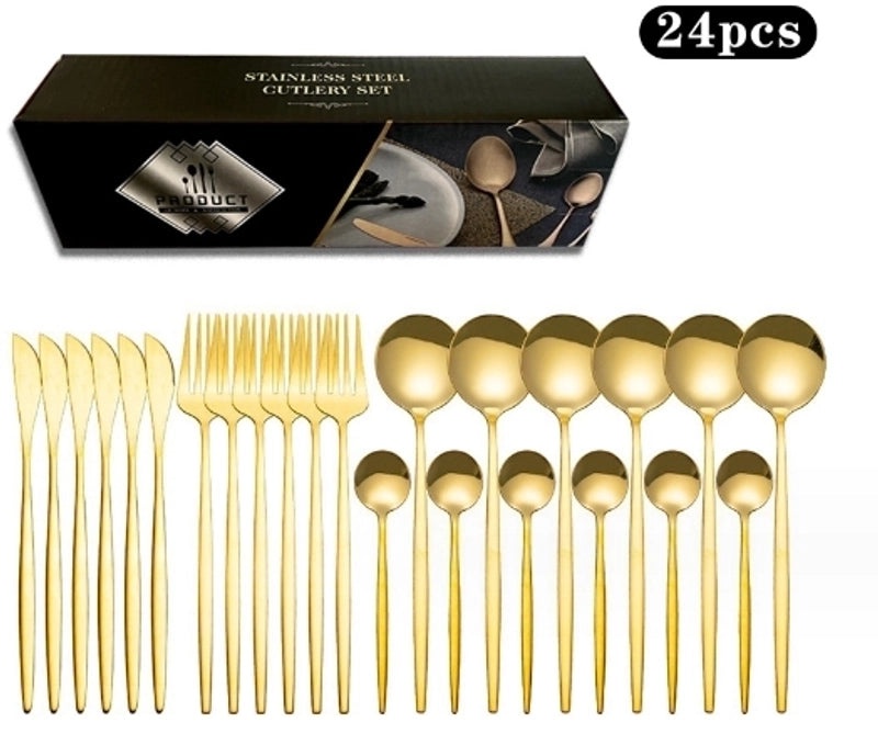 Elegant Solid Color Stainless Steel Cutlery Set 1 Piece|Kitchen & Dining