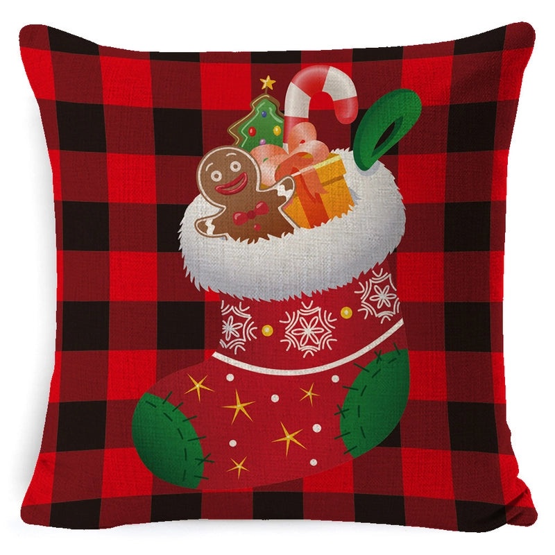 Christmas Linen Pillow Cover for Living Room Office Car Sofa Waist Cushion|Home Decor Cushions