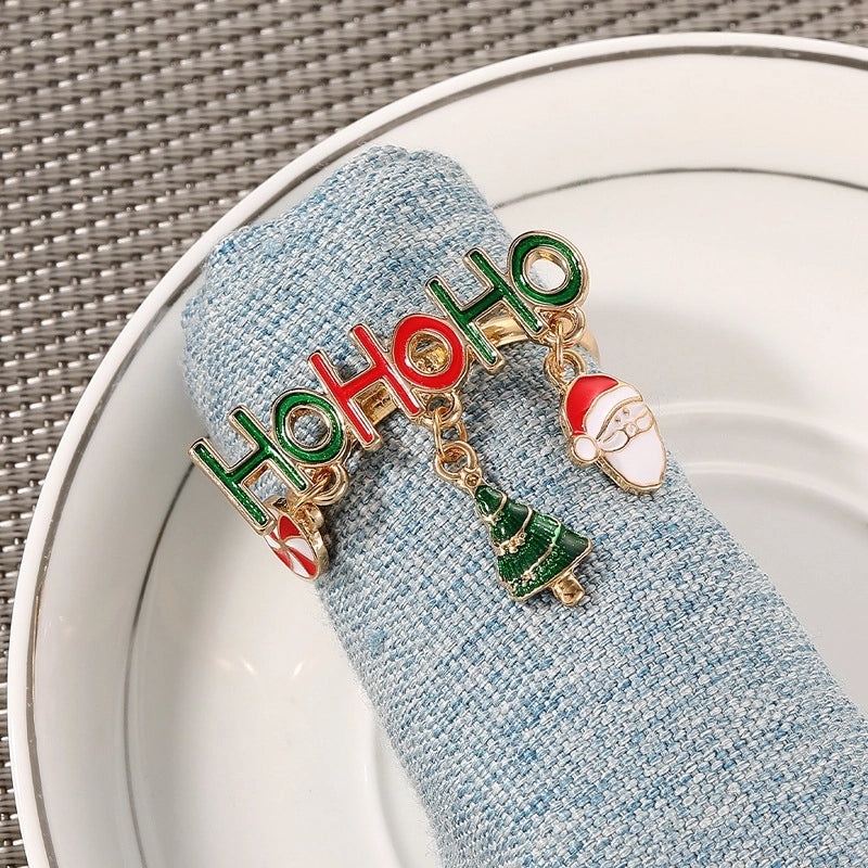 Elegant Cartoon Letter Alloy Napkin Ring for Christmas Casual Pastoral Decor 1 Piece | Home Dining Table Accessories