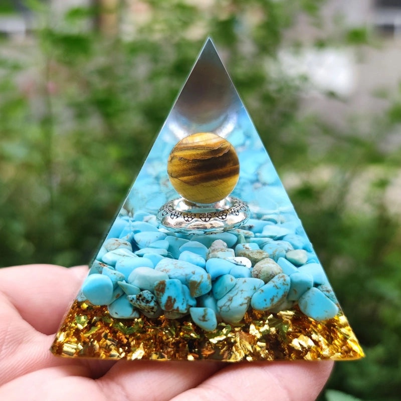 Pyramid Resin Crystal Ball with Decorative Pyramid Gravel | Home Decor & Accessories