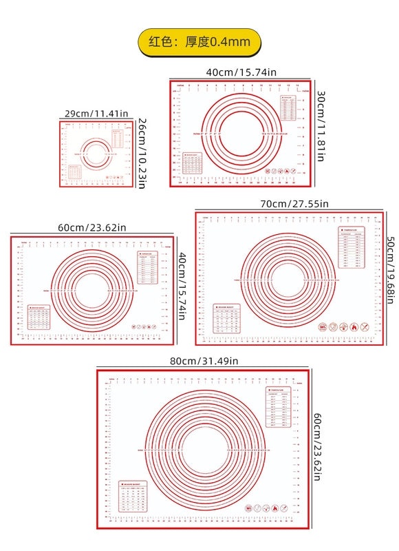 Extra Large Silicone Baking Mat 45x60cm Thickened Kneading Pad with Measurement Scale | Kitchen Tools & Gadgets
