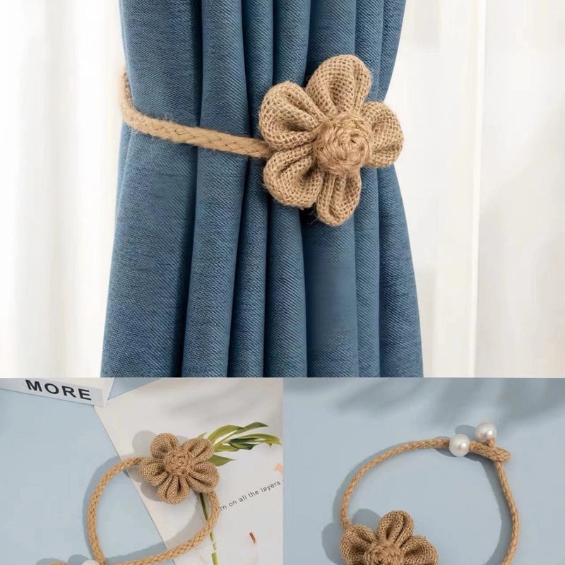 Modern Simple Hemp Rope Curtain Tiebacks with Magnetic Buckle | Home Decor Accessories