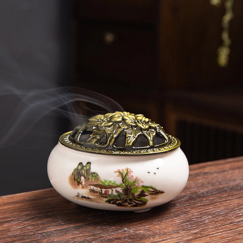 Ceramic Incense Burner Aromatherapy Plate Small Tower Temple Kiln Holder Home Decor|Home Decor & Aromatherapy Accessories