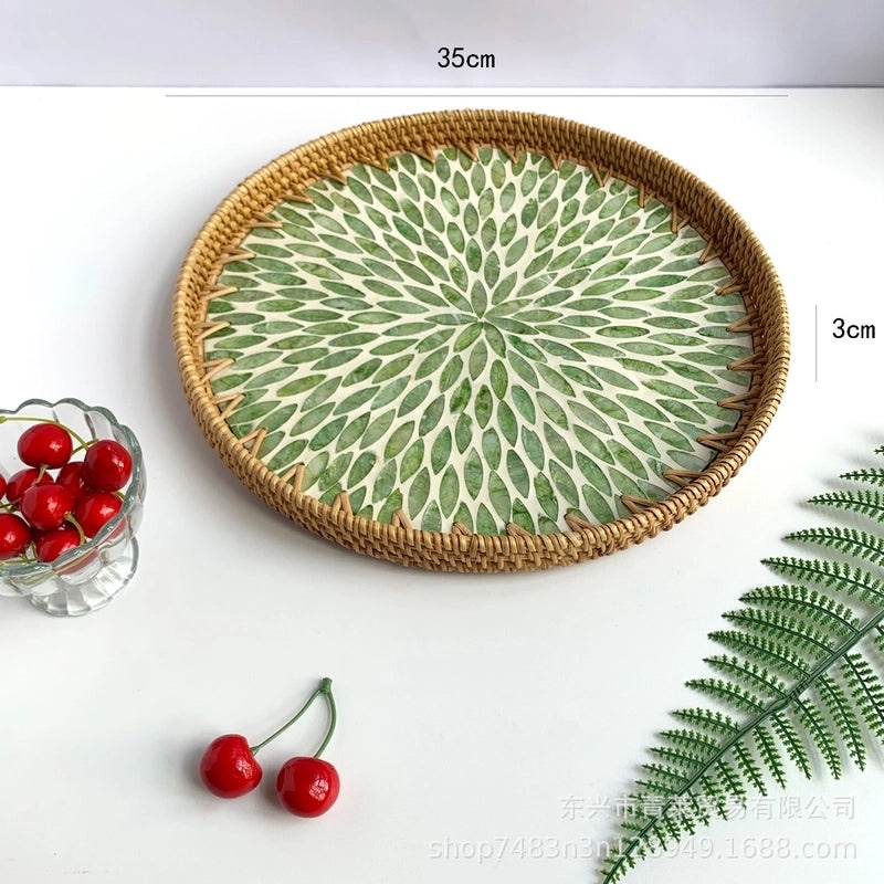 Natural Floral Grass Shell Fruit Tray|Home Decor Tableware