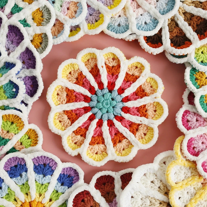 Handmade Gradient Wool Coaster, Round Crocheted Plate Mat | Home Decor & Kitchen Accessories