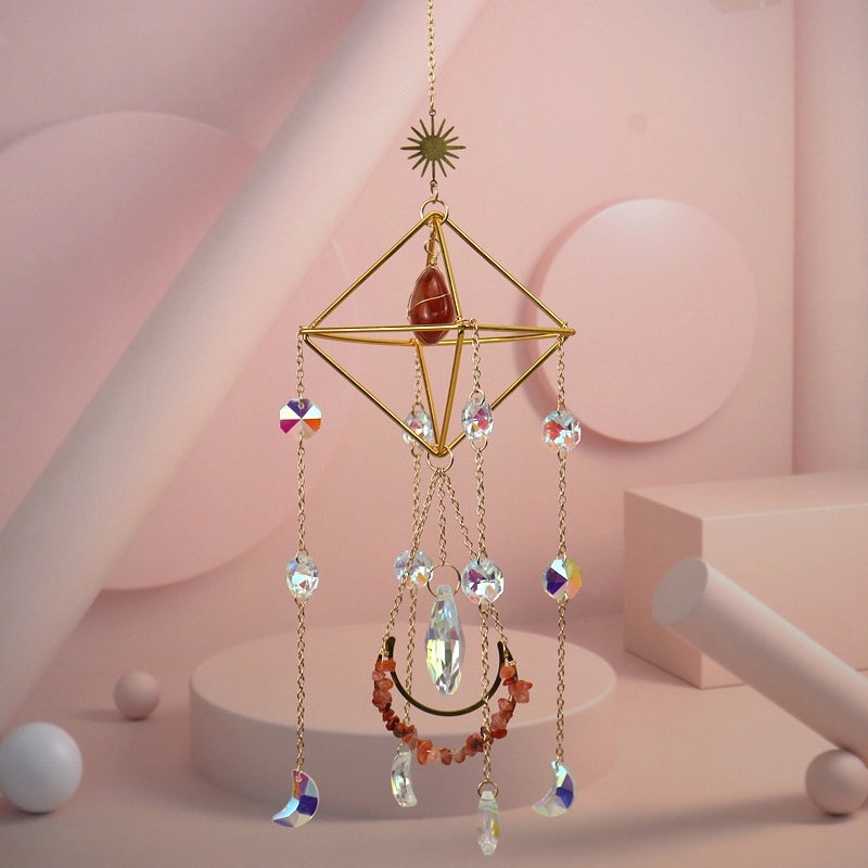 Geometric Agate Suncatcher Wall Hanging Minimalist Decor | Home Decor & Wall Art