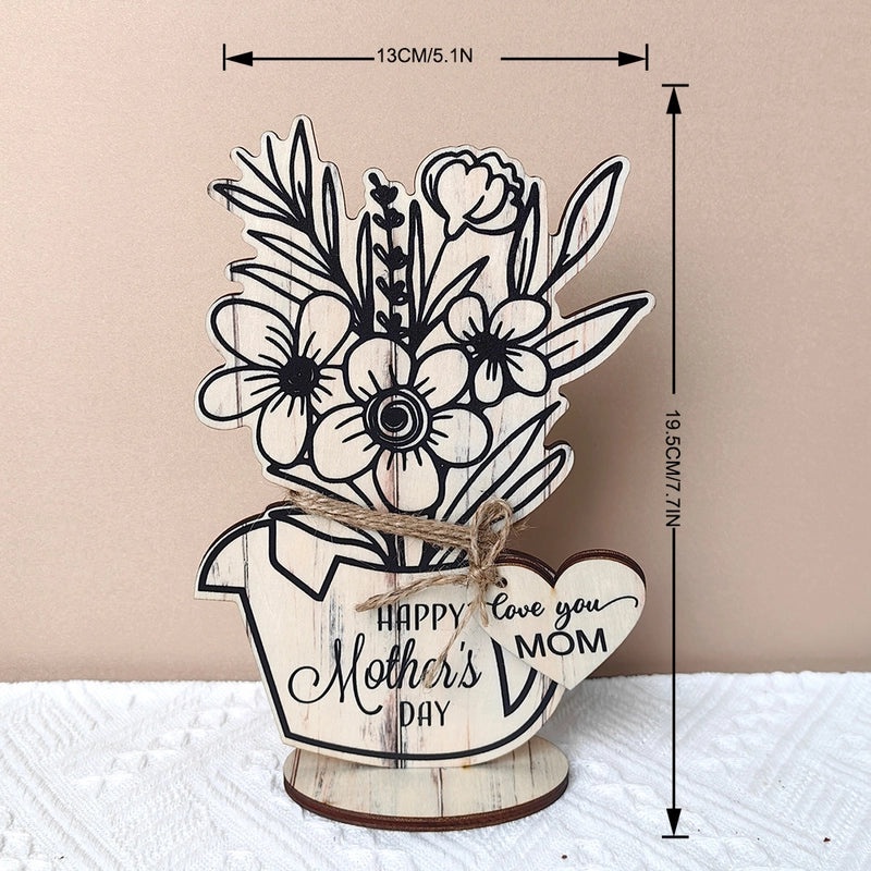Mother's Day Elegant Floral Wooden Letter Ornament Casual Artificial Decoration | Home Decor Accessories