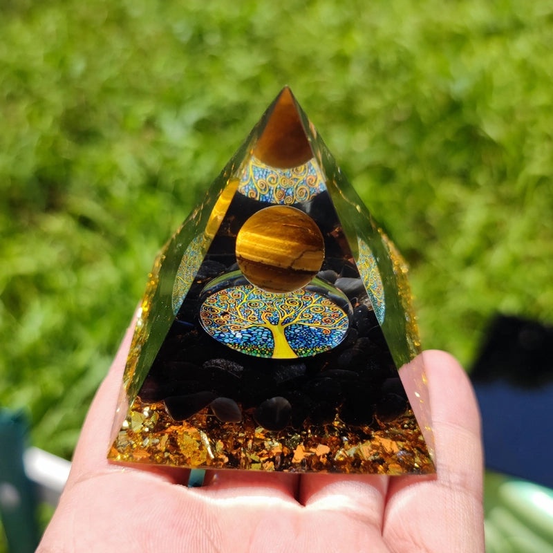 Pyramid Resin Crystal Ball with Decorative Pyramid Gravel | Home Decor & Accessories