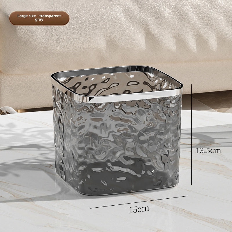 Mini Desktop Push-Open Trash Can Elastic Lid Sanitary Garbage Bin with Glacier Pattern for Car and Home Use|Home & Kitchen Storage