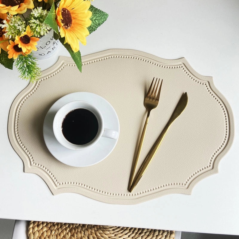 Nordic Imitation Leather Placemat | Waterproof Heat-Resistant Table Mat for Hotel and Home Dining | Dining Table Accessories|餐具配件