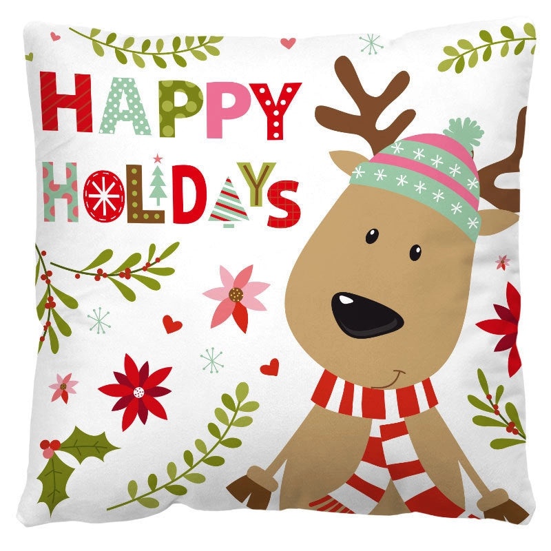 Nordic Christmas Flannel Pillow Covers with Tree Letter Snowman Design | Home Decor & Sofa Accessories