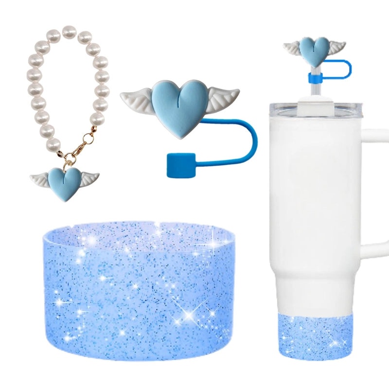 Red Heart Wing Silicone Straw Caps Cute Decorative Drink Accessories 2 or 3 Pieces Set|Drinkware Accessories