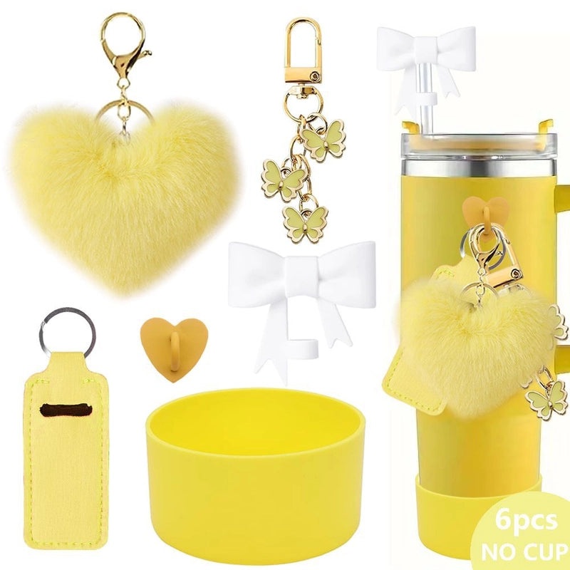 Red Heart Butterfly Bow Knot Silicone Straw Caps, 6-Pack | Drinkware Accessories